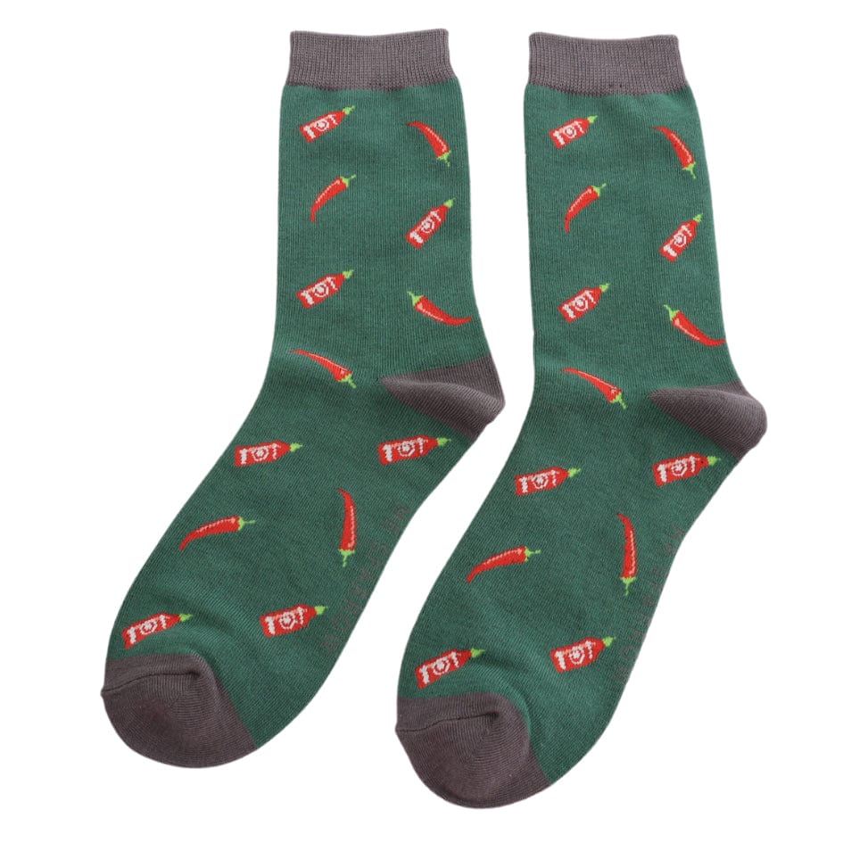 luscious scarves Socks Men's Bamboo Socks , Mr Heron, Chilli's Design, Green