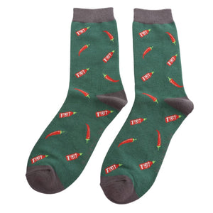 luscious scarves Socks Men's Bamboo Socks , Mr Heron, Chilli's Design, Green