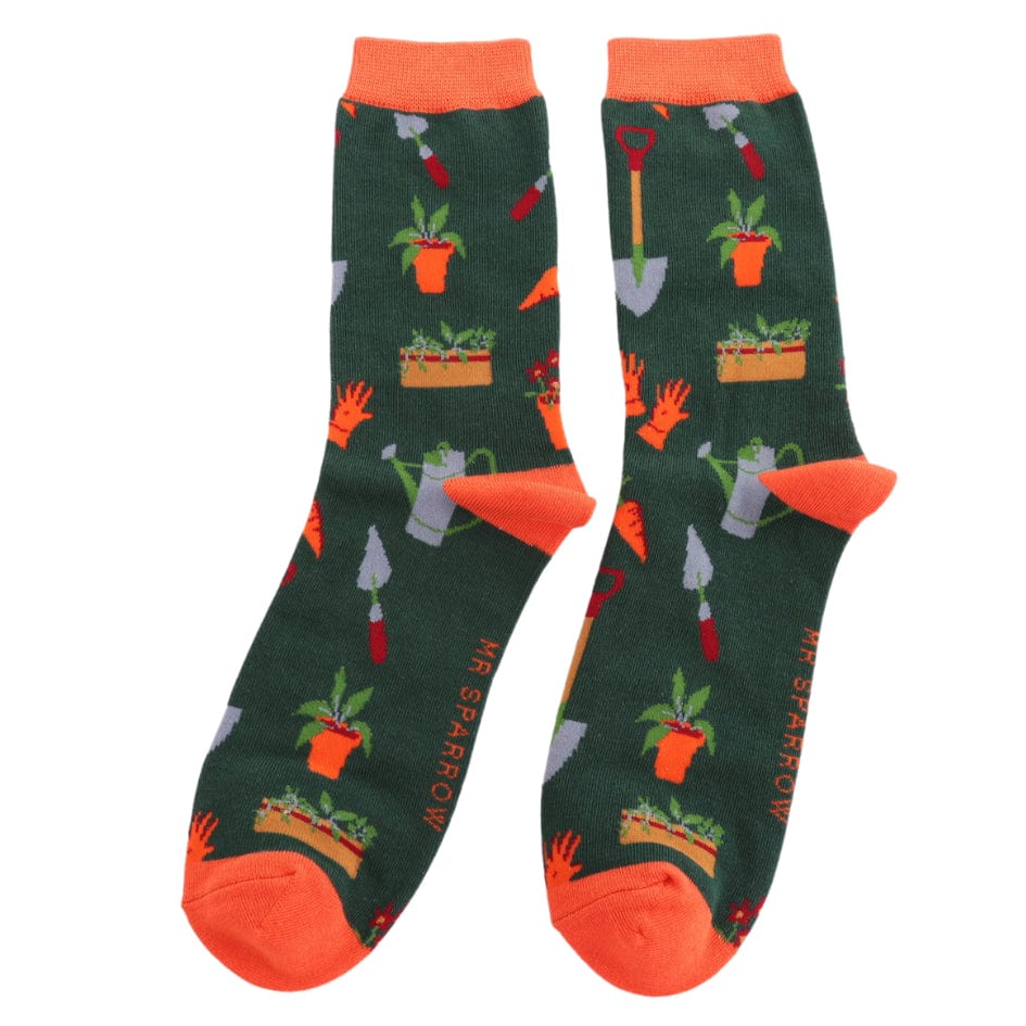luscious scarves socks Men's Bamboo Socks , Mr Heron, Gardeners Design, Green
