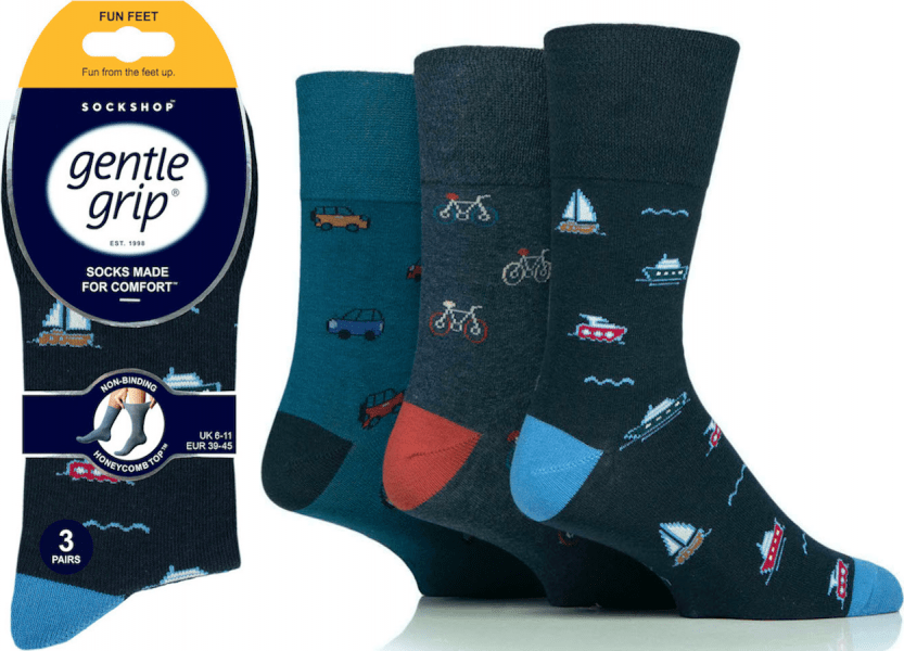 luscious scarves Socks Men's Fun Feet Collection Gentle Grip Non Binding Honey Comb Loose Top Socks UK 6-11 by Sock Shop