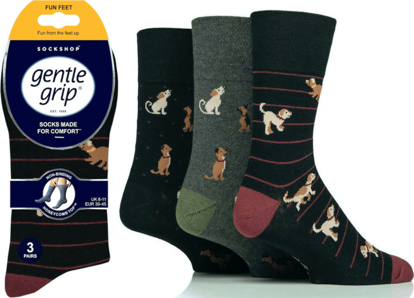 luscious scarves Socks Men's Fun Feet Collection Gentle Grip Non Binding Honey Comb Loose Top Socks UK 6-11 by SockShop