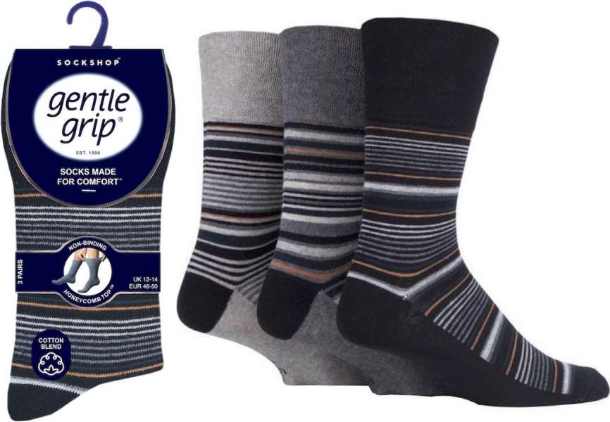 luscious scarves Socks Men's Gentle Grip BIG FOOT Non Binding Honey Comb Soft Top Socks UK 12-14 by Sock Shop - 3 Pack