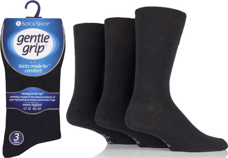 luscious scarves Socks Men's Gentle Grip BIG FOOT Non Binding Honey Comb Soft Top Socks UK 12-14 by Sock Shop