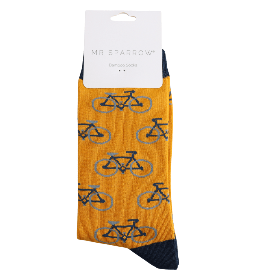 luscious scarves Socks Men's Mr Sparrow Bamboo Socks Bikes Repeat Mustard