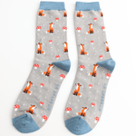 Load image into Gallery viewer, luscious scarves Socks Men&#39;s Mr Sparrow Bamboo Socks Fox &amp; Toadstool Grey
