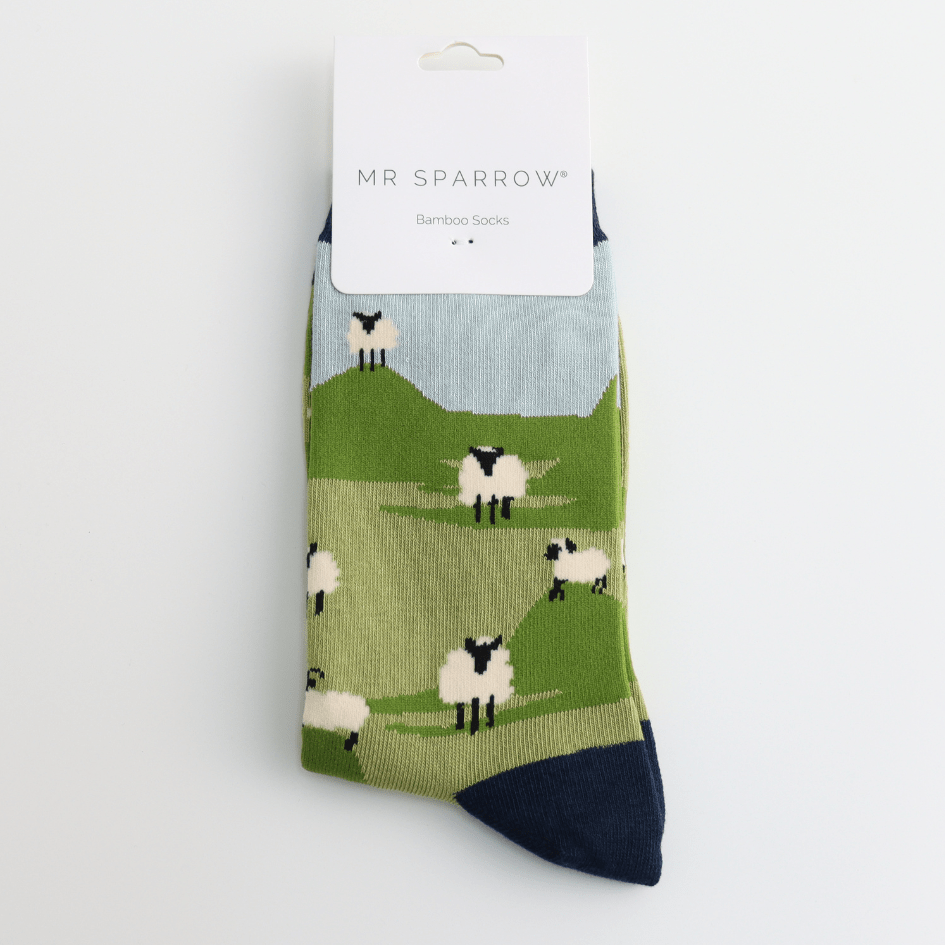 luscious scarves Socks Men's Mr Sparrow Bamboo Socks Highland Sheep Sky
