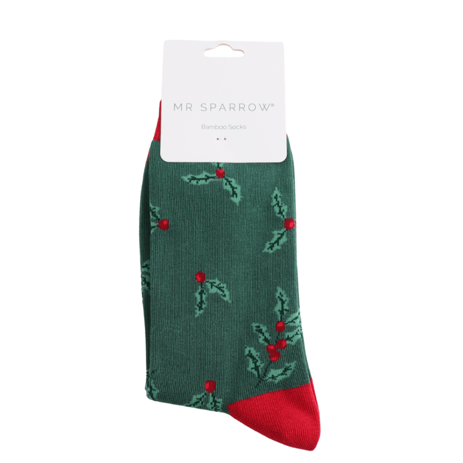 luscious scarves Socks Men's Mr Sparrow Bamboo Socks Holly Sprigs Green