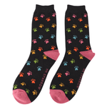 Load image into Gallery viewer, luscious scarves Socks Men&#39;s Mr Sparrow Bamboo Socks Multi Paw Prints Black
