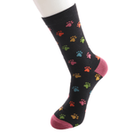 Load image into Gallery viewer, luscious scarves Socks Men&#39;s Mr Sparrow Bamboo Socks Multi Paw Prints Black

