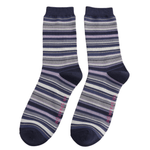 Load image into Gallery viewer, luscious scarves Socks Men&#39;s Mr Sparrow Bamboo Socks , Multi Stripes Grey and Purple
