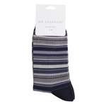 Load image into Gallery viewer, luscious scarves Socks Men&#39;s Mr Sparrow Bamboo Socks , Multi Stripes Grey and Purple
