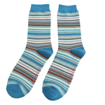 Load image into Gallery viewer, luscious scarves Socks Men&#39;s Mr Sparrow Bamboo Socks Multi Stripes Teal
