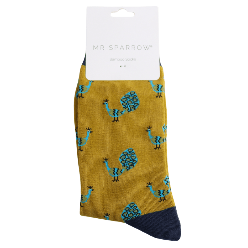 luscious scarves Socks Men's Mr Sparrow Bamboo Socks Peacock Mustard