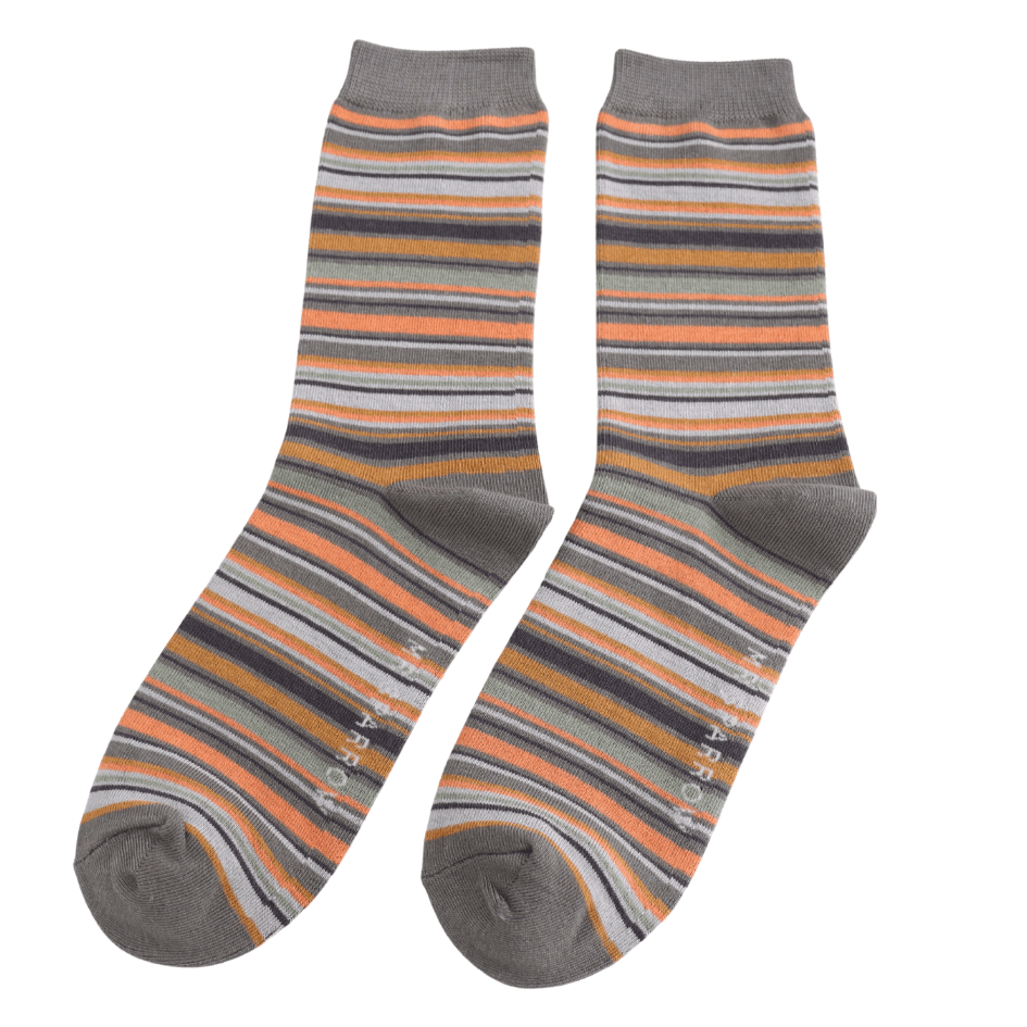 luscious scarves Socks Men's Mr Sparrow Bamboo Socks Stripes Grey