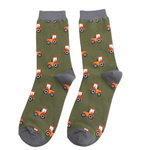 Load image into Gallery viewer, luscious scarves Socks Men&#39;s Mr Sparrow Bamboo Socks Tractor Design Olive Green
