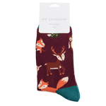 Load image into Gallery viewer, luscious scarves socks Men&#39;s Mr Sparrow Bamboo Socks Woodland Animals Design Aubergine
