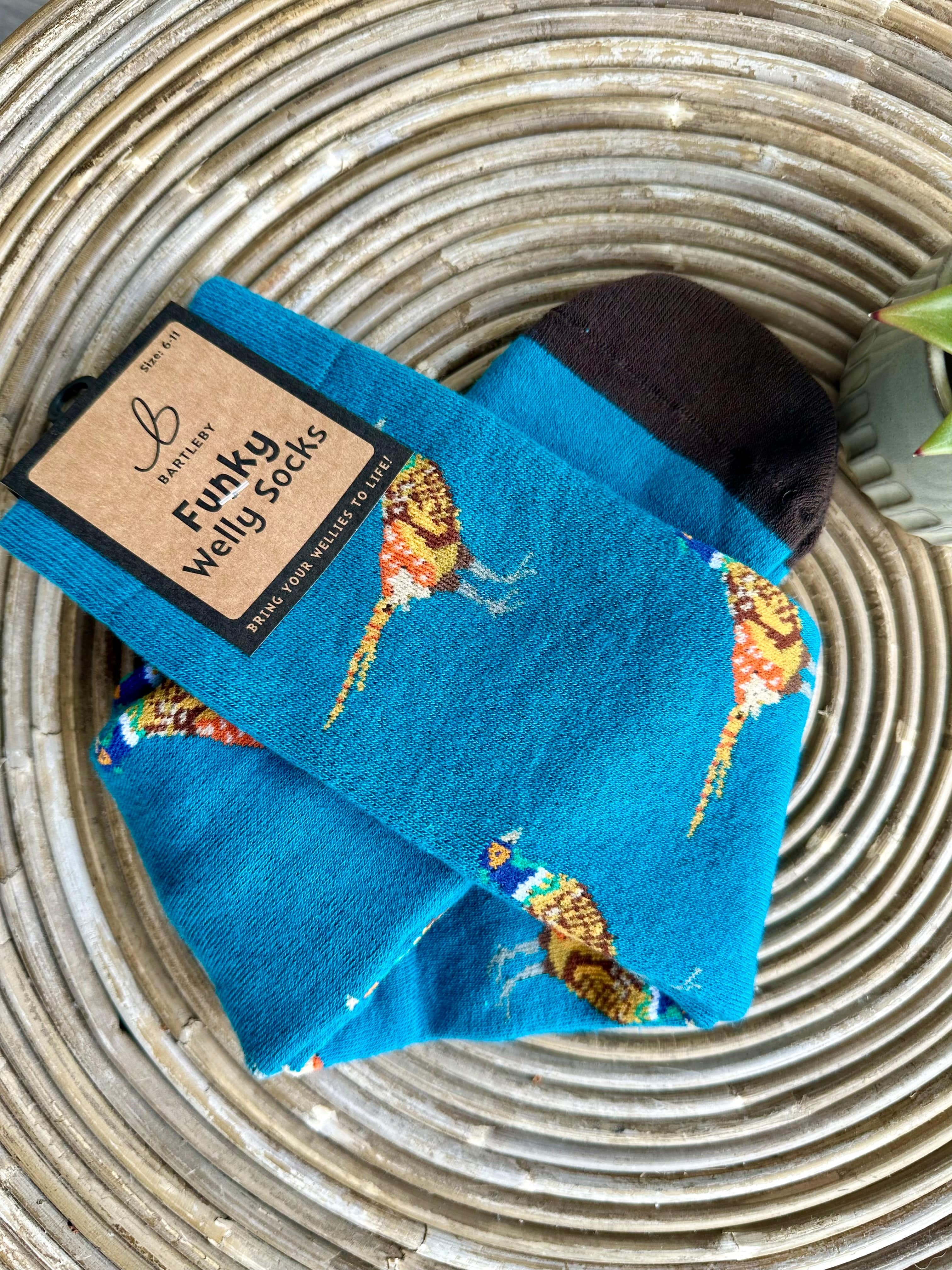 luscious scarves Socks Men's Pheasants Soft Cotton Welly Socks , Funky Novelty Designs
