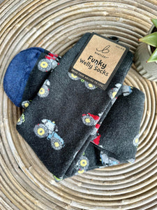luscious scarves Socks Men's Tractors Soft Cotton Welly Socks , Funky Novelty Designs