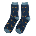 Load image into Gallery viewer, luscious scarves Socks Mens Mr Sparrow Bamboo Socks Acoustic Guitar Design Navy
