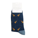 Load image into Gallery viewer, luscious scarves Socks Mens Mr Sparrow Bamboo Socks Acoustic Guitar Design Navy
