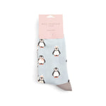 Load image into Gallery viewer, luscious scarves Socks Miss Sparrow Ladies&#39; Bamboo Socks, Baby Penguins Design , Pale Blue
