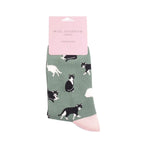 Load image into Gallery viewer, luscious scarves Socks Miss Sparrow Ladies&#39; Bamboo Socks, Black and White Cats Design , Green
