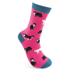 Load image into Gallery viewer, luscious scarves Socks Miss Sparrow Ladies&#39; Bamboo Socks, Black and White Cats Design , Hot Pink
