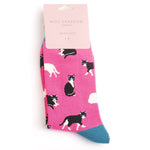 Load image into Gallery viewer, luscious scarves Socks Miss Sparrow Ladies&#39; Bamboo Socks, Black and White Cats Design , Hot Pink
