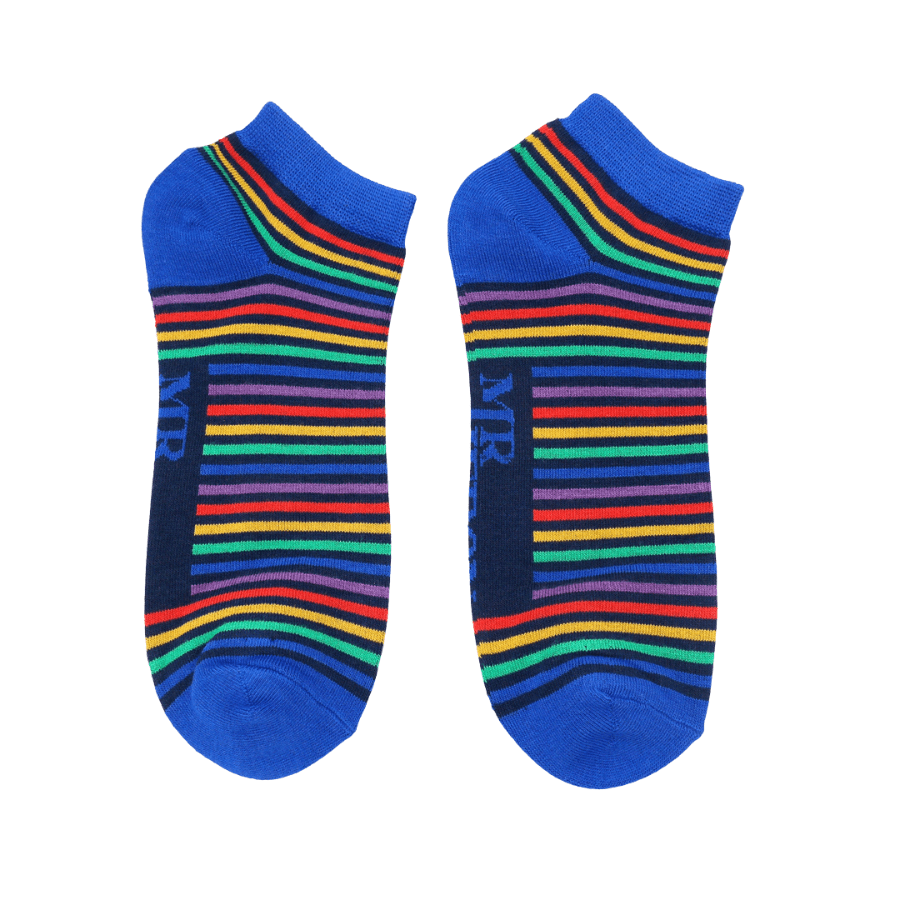 luscious scarves socks Mr Heron Men’s Vibrant Stripes Trainer Bamboo Socks,  Navy