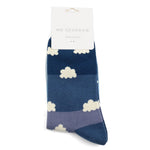 Load image into Gallery viewer, luscious scarves Socks Mr Sparrow Bamboo Socks , Men&#39;s Cloud&#39;s and Stripes Design ,  Blue
