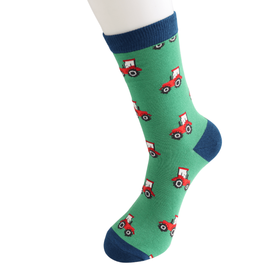 luscious scarves Socks Mr Sparrow Men's Bamboo Socks , Tractors Design , Green