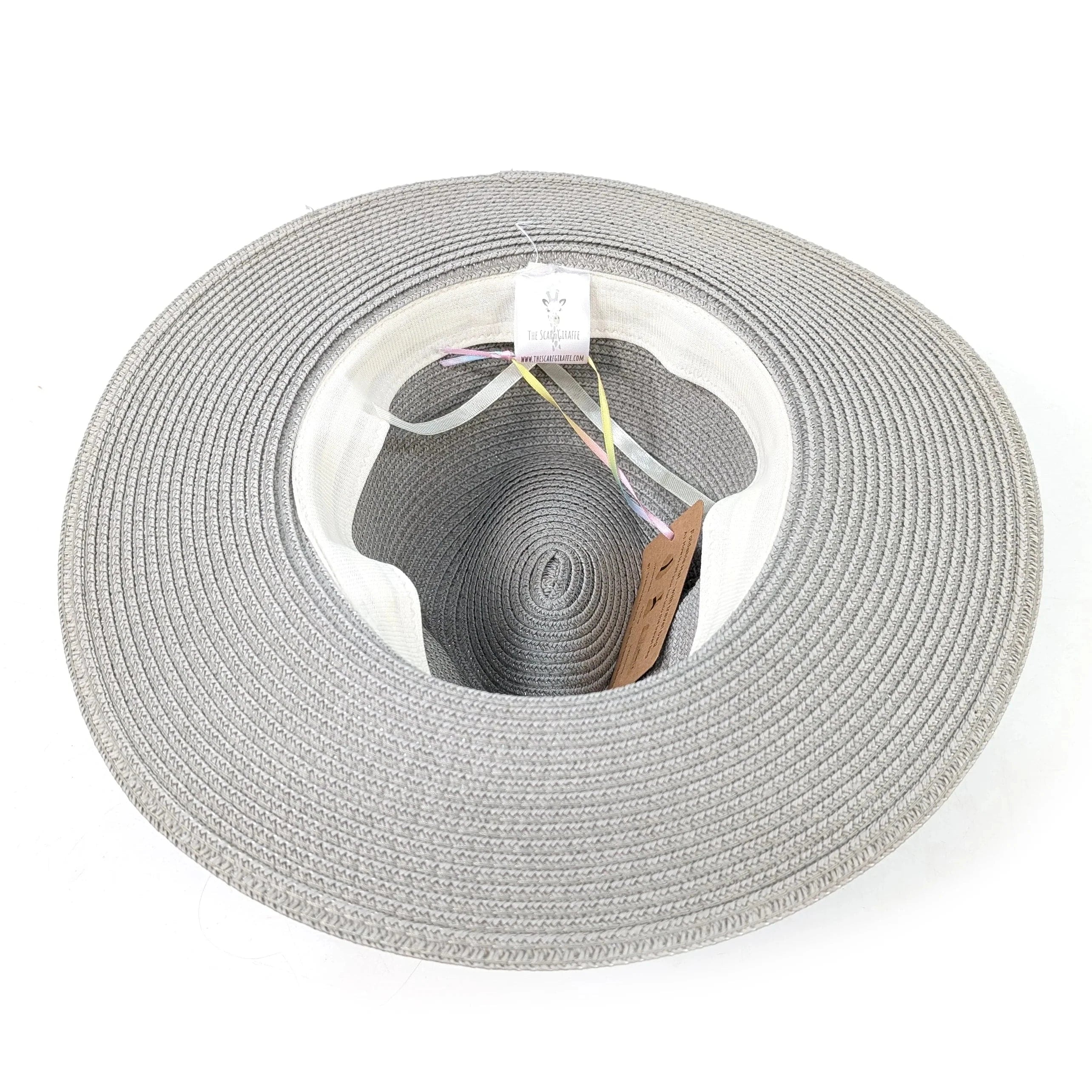 luscious scarves sun hats Black Ginger Rollable Dove Grey Panama Foldable Hat (Black Band) (57cm)