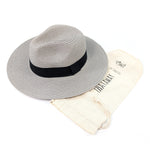 Load image into Gallery viewer, luscious scarves sun hats Black Ginger Rollable Dove Grey Panama Foldable Hat (Black Band) (57cm)
