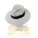 Load image into Gallery viewer, luscious scarves sun hats Black Ginger Rollable Dove Grey Panama Foldable Hat (Black Band) (57cm)
