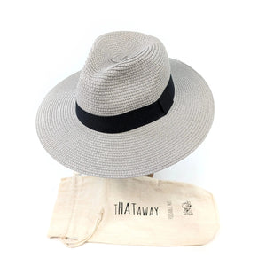 luscious scarves sun hats Black Ginger Rollable Dove Grey Panama Foldable Hat (Black Band) (57cm)