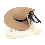 Load image into Gallery viewer, luscious scarves sun hats Black Ginger Rollable, Fold Up Animal Print Foldable Hat (57cm)- Dark Natural
