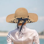 Load image into Gallery viewer, luscious scarves sun hats Black Ginger Rollable, Fold Up Animal Print Foldable Hat (57cm)- Dark Natural
