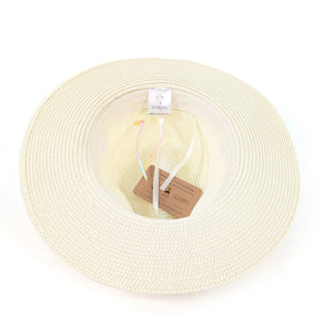 luscious scarves sun hats Black Ginger Rollable Jewelled Band Panama Foldable Hat (57cm) - Natural Cream