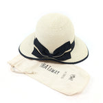 Load image into Gallery viewer, luscious scarves sun hats Black Ginger Rollable Open Back Bow Foldable Hat (57cm) - Natural Cream
