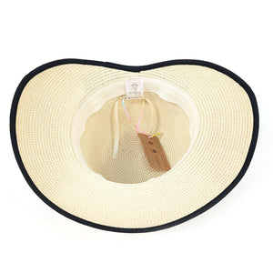 luscious scarves sun hats Black Ginger Rollable Open Back Bow Foldable Hat (57cm) - Natural Cream