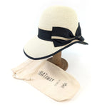 Load image into Gallery viewer, luscious scarves sun hats Black Ginger Rollable Open Back Bow Foldable Hat (57cm) - Natural Cream
