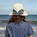 Load image into Gallery viewer, luscious scarves sun hats Black Ginger Rollable Open Back Bow Foldable Hat (57cm) - Natural Cream
