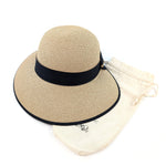 Load image into Gallery viewer, luscious scarves sun hats Black Ginger Rollable, Packable Open Back Bow Foldable Hat (57cm) - Dark Natural

