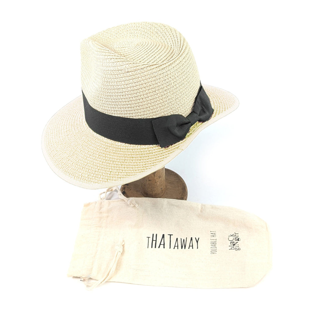 luscious scarves sun hats Black Ginger Rollable, Packable Open Back Panama Foldable Hat (57cm) - Natural