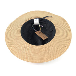 luscious scarves sun hats Black Ginger Rollable, Packable Open Back Panama Foldable Hat (57cm) - Natural/Chocolate
