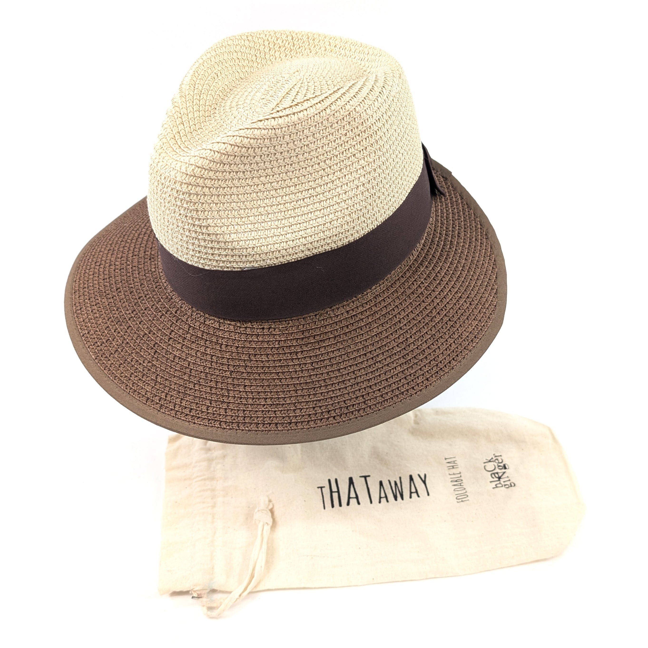 luscious scarves sun hats Black Ginger Rollable, Packable Open Back Panama Foldable Hat (57cm) - Natural/Chocolate