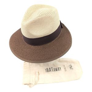 luscious scarves sun hats Black Ginger Rollable, Packable Open Back Panama Foldable Hat (57cm) - Natural/Chocolate