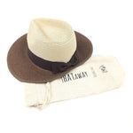 Load image into Gallery viewer, luscious scarves sun hats Black Ginger Rollable, Packable Open Back Panama Foldable Hat (57cm) - Natural/Chocolate

