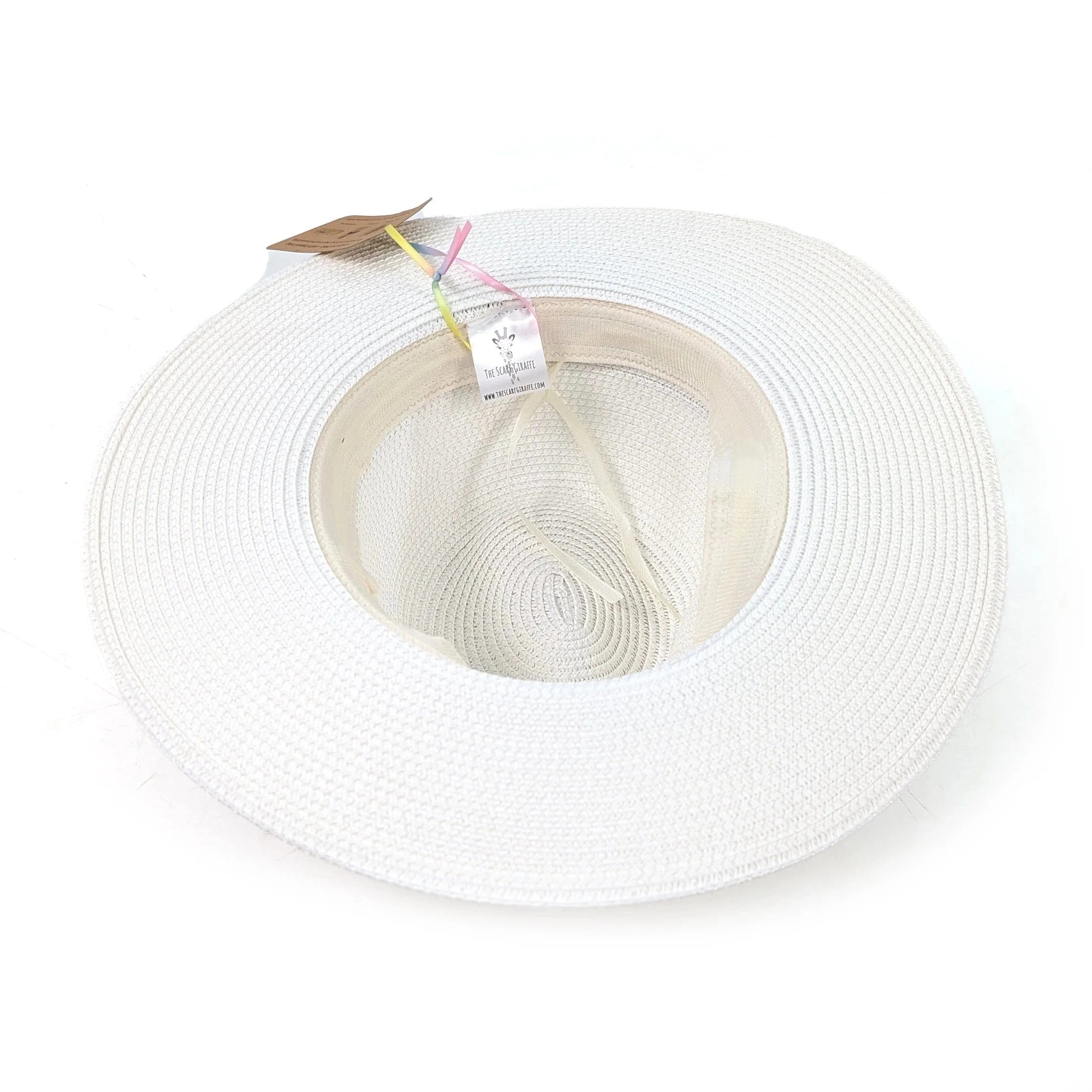 luscious scarves sun hats Black Ginger Rollable White Panama Foldable Hat (Navy Band) (57cm)