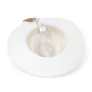 luscious scarves sun hats Black Ginger Rollable White Panama Foldable Hat (Navy Band) (57cm)